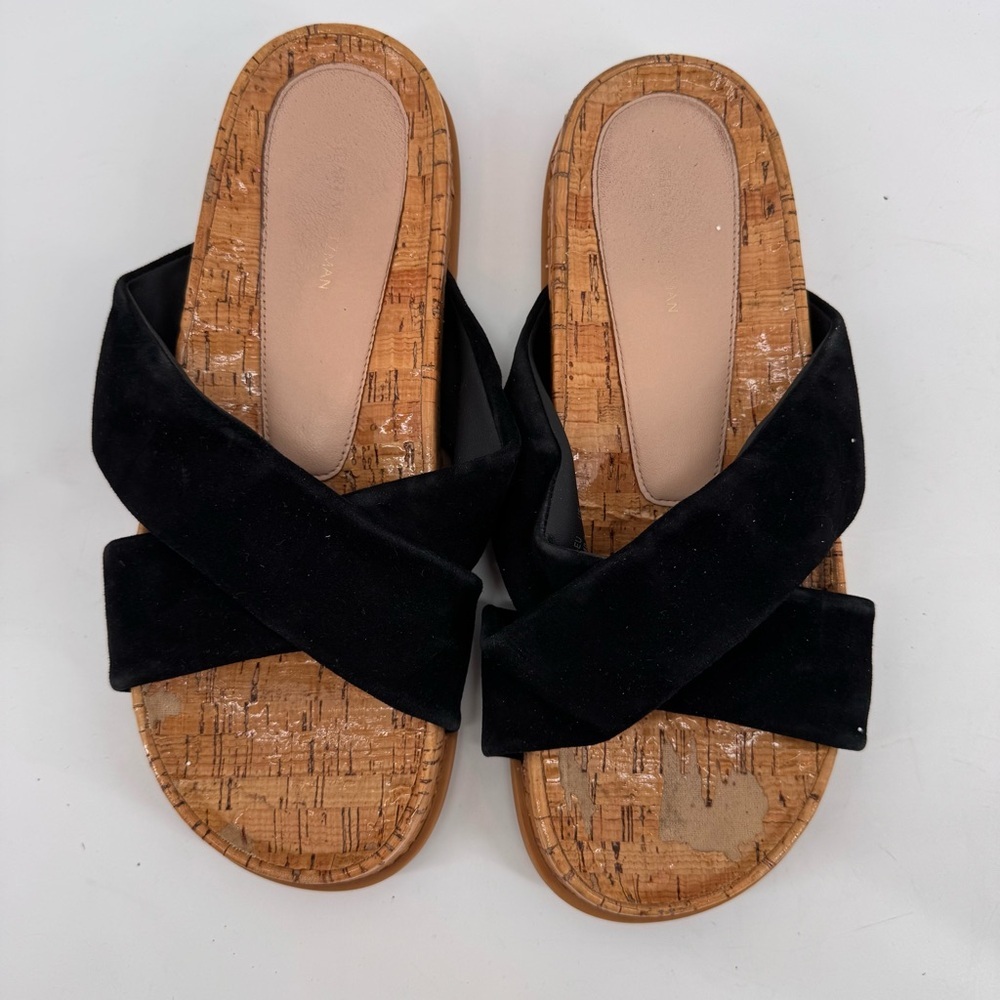 Stuart Weitzman Black Cork Sandals